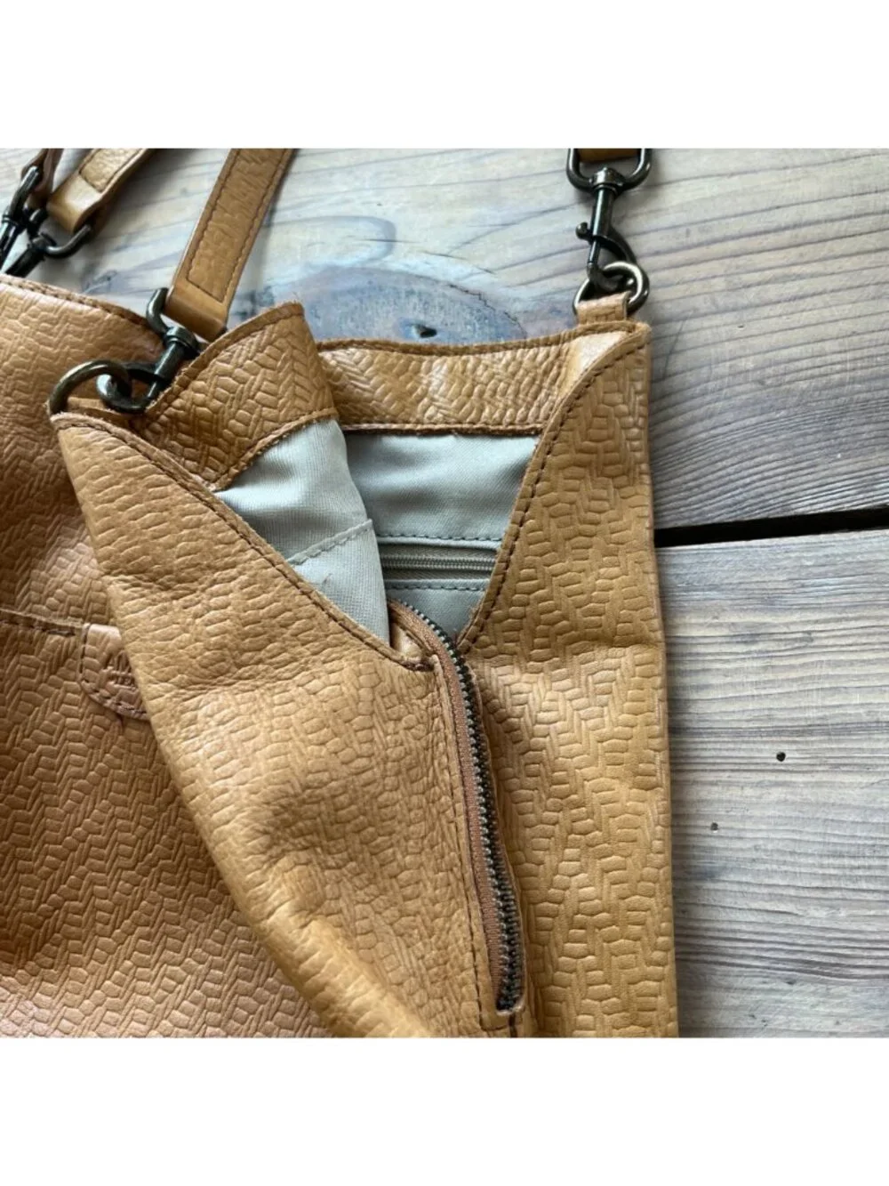 American Leather Co. Austin Triple Entry Hobo Bag Brown Leather